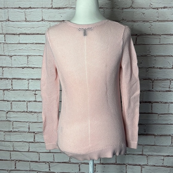 Banana Republic Open Knit Light Pink V Neck Semi-Sheer Sweater Small - Picture 4 of 8